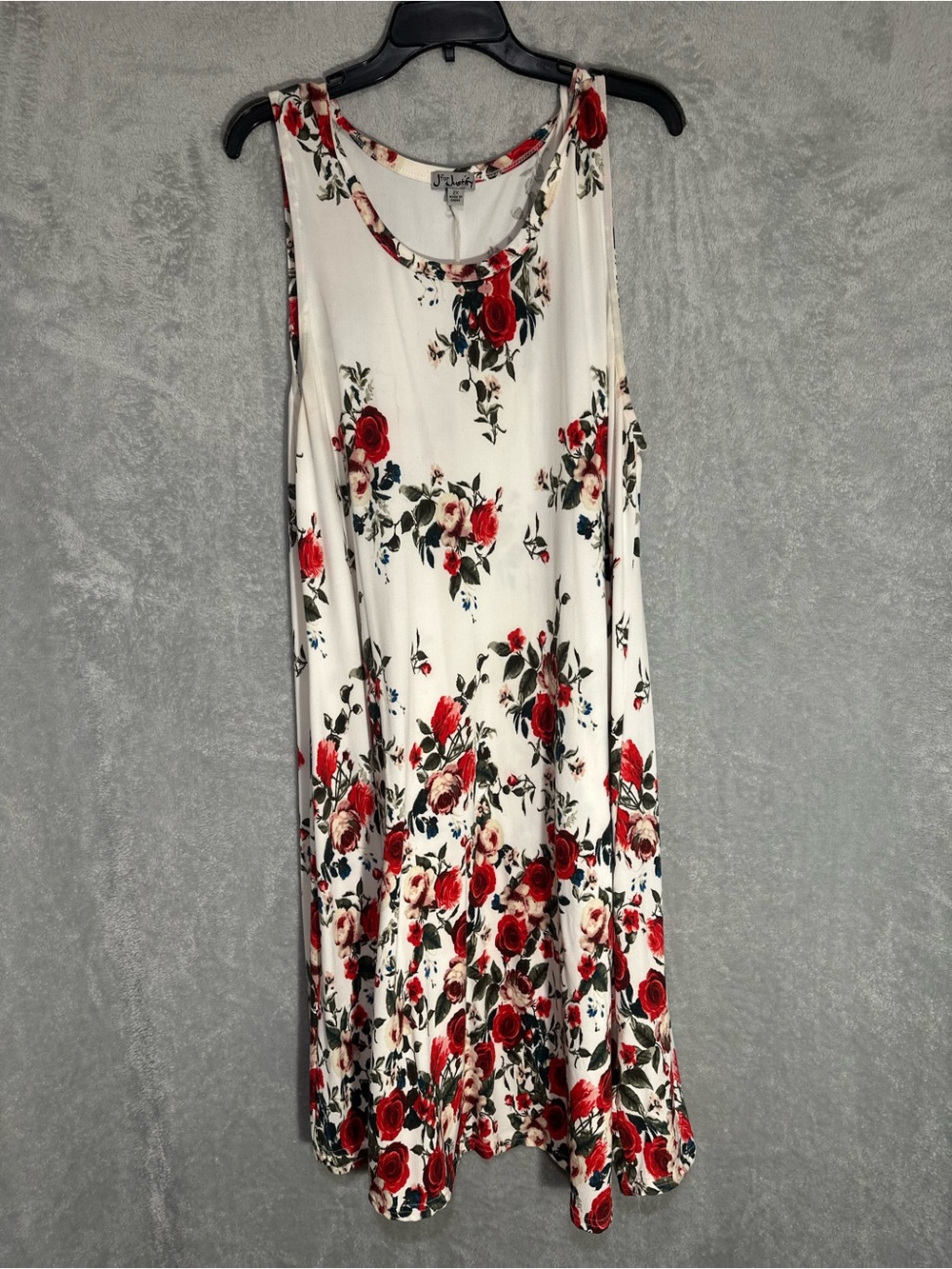 J for justify Floral Maxi Dress White & Red 2X Like New